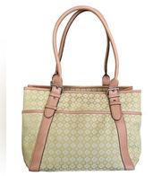 Nine West Light Green Tote with Tan Faux Leather Trim