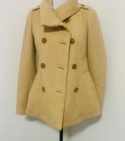 LOFT Double Breasted Collar Cream/Beige Color Pea Coat, Lining, XS