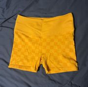 Joy Lab Yellow Checkered Biker Shorts