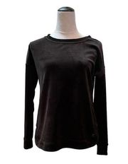 Ideology Black Velour Long Sleeve Top Size S