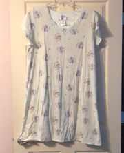 Earth Angels Short Sleeve Green Floral Nightgown XL