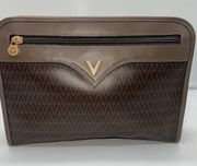 Mario Valentino clutch bag V mark Brown Beige Gold Women Men