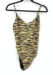 Topshop Women's Size 10 One Piece Swimwear Animal Print Spaghetti Strap Stretch