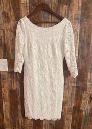 White & Black Short Scalloped Lace 3/4 Sleeve Sheath size medium