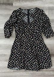 Cooperative Black Bird Print Mini Dress Size 8