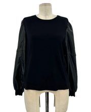 Generation Love Finley Faux Leather Sleeve Sweatshirt Black Size XS