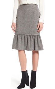 Ruffle-Hem Speckled Pencil Skirt