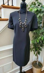 VTG Charter Club Black Polyester Round Neck Half Sleeve Knee Length Dress 14W