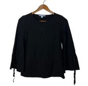 Draper James Black Classic Tie Sleeve Blouse