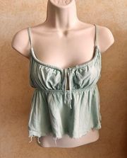 Princess Polly  Ladies Size 8 Green Lined Crop Top with Adjustable Straps