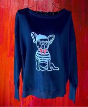 French Connection Le Frenchie Crew Neck Sweater Black Size Small NEW