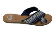 'Starlit' Navy Beaded Fabric Casual Slide Sandals 8.5 / 38.5