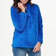 DENIM & CO | Blue Faux Fur Fleece Pullover Sz XS