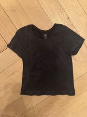 Black Tight Cropped Ribbed Tee