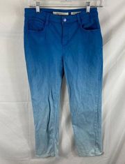 Jones New York Jean Chelsea Cuffed Capri Ombre Blue Size 6