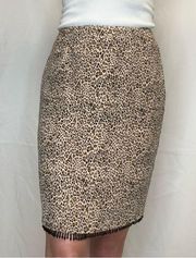 Allison Taylor Petite Women's Cheetah Leopard Animal Print Pencil Skirt 8 Brown