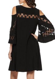 Lace Cold Shoulder Shift Dress Black XL