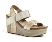 OTBT Bushnell Wedge Sandals Two Tone Gold Bronze Leather Slip On Women’s Size 10