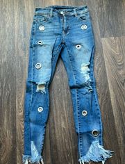 Blue Frayed Jeans