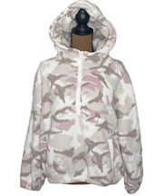 GAP Sherpa soft shell fuzzy camo neutral quarter zip hoodie jacket size M