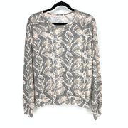 P.J. Salvage Women's Small Gray Pink Sweatshirt Snake Print Long Sleeve NEW