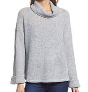 Gibson Flare Sleeve Cowl Neck Sweater In Heather Grey