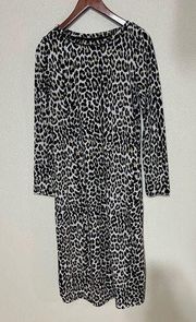 Kate Spade NY cheetah leopard animal print long sleeve dress nightgown SMALL