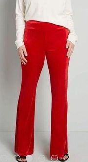 Modcloth Loving the Luxe Life Wide Leg Velvet Pants Cherry Red L NWT