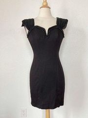 Vintage 80’s  Nites Black Beaded Sleeveless Dress Size 9