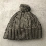 Timberland Gray Cable Peak Knit Pompom Hat NEW