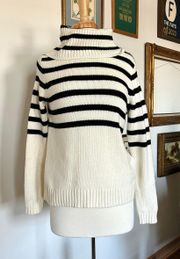 J Crew Black And White Striped Turtleneck Sweater