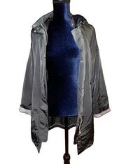 Zara Outerwear Forest Green Spring Summer Jacket Hood XL Trench Coat