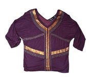 Miss Me Embellished Beaded  Purple Open Arm Top Size XS‎