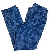 Charter Club Women's Jeans Sz 12 Lexington Straight Paisley Blue Denim