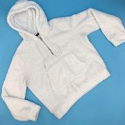 Last Chance! Zaful White Fuzzy Zipper Sweatshirt Hoodie Teddy‎