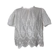 Ulla Johnson Emmie Eyelet Top in White Embroidered Puff Sleeve sz 0