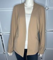 Lulus Open Front Tan Lined Lapel-Less Blazer Size Large