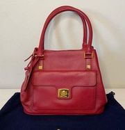 Brooks Brothers Red Pebbled Leather Shoulder Purse