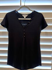 Black short sleeved button shirt 