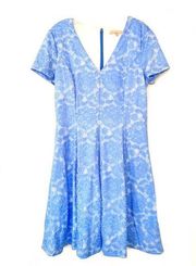 Anthropologie Hutch dress Short Sleeve Periwinkle Lace Fit and Flare Size L