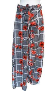 Hot Kiss women's small floral plaid pants