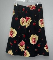 Kathie lee black floral midi skirt