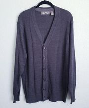 Oscar De La Renta Dark Gray Buttondown Cotton Sweater