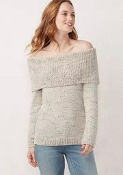 Confetti Chenille Off Shoulder Sweater Small Marled Knit Stretchy