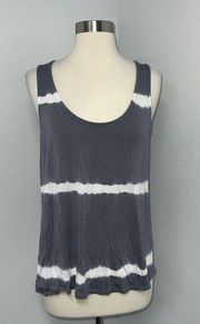 Heart & Hips Tank Top Womens Size L Gray White Tie Dye Sleeveless Shirt Boho