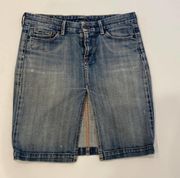 COH Women’s Denim Pencil Slit Skirt Medium Wash EUC Sz 29 Distressed Cotton
