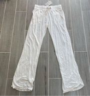 NEW PETE & GRETA by JOHNNY WAS GENEA FEATHER WHITE LINEN PANTS SZ SMALL