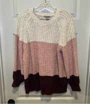 Falls Creek Pink/Magenta/White Colorblock Knit Sweater size 1X