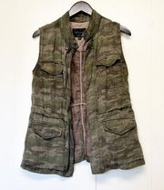 SANCTUARY Camo Vest Zip Button Closure Medium