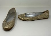 Giuseppe Zanotti Gold Leather Crystal Jewel Diamond Embellished Ballet Flat Shoe
